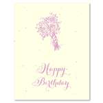 Happy Birthday Greetings - Charming Bouquet (cream wildflower seeded paper - Bright Pink print)