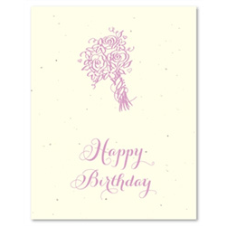 Happy Birthday Greetings - Charming Bouquet (cream wildflower seeded paper - Bright Pink print)