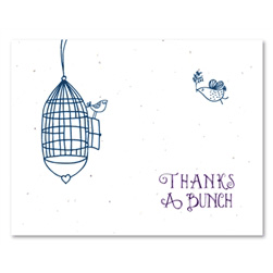 Thank you Greetings - Birds in Love (white wildflower seeded paper - Deep Purple print)