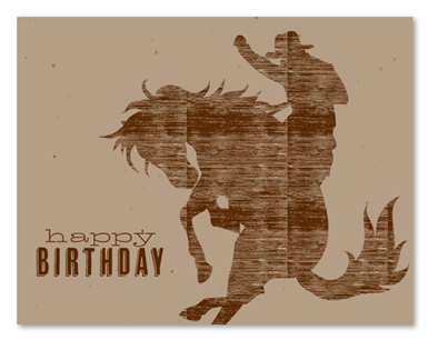 Birthday Greetings - Rider of the West (desert brown garden herbs seeded paper - Chocolate print)