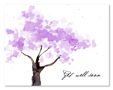 Get Well Greetings - Spring Blooms (white wildflower seeded paper - Purple print)