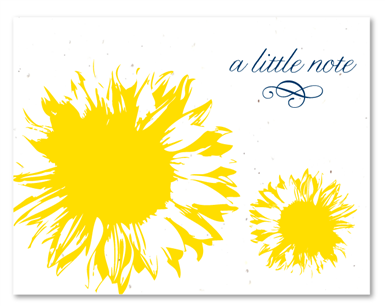 Just a Note Greetings - Sunflower (white wildflower seeded paper - Juicy Yellow print)