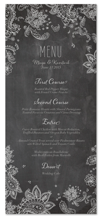 Chalkboard Wedding Menus | Indian Smile