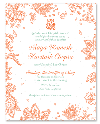 Affordable Wedding Invitations ~ Indian Smile on seeded paper