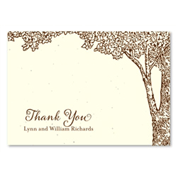 Unique Thank you cards on Seeded Paper ~ La Foret Tree by ForeverFiances Weddings (Chocolate Brown)