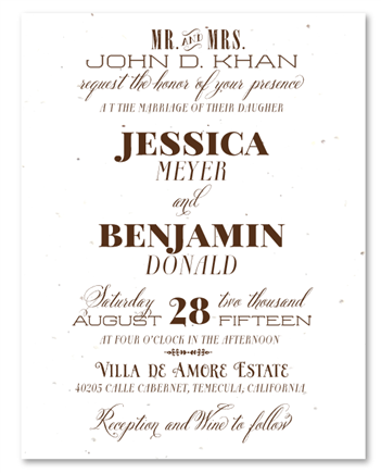 Seeded Paper Wedding Invitations with unique typography - Late August