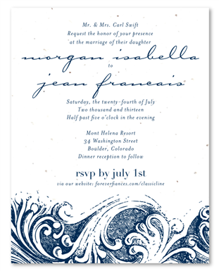 French Swirls Wedding Invitations on seeded paper (South of France Le cabanon) *plantable!