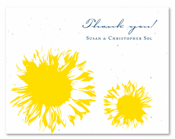 Seeded Paper Wedding Thank you cards | Sunflower (Yellow and blue)