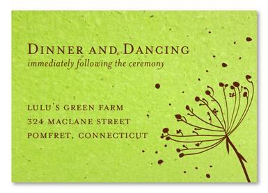 Green Wedding Insert cards ~ Love Scene (seeded paper)