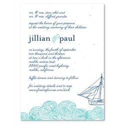 Beach Wedding Invitations on Seeded Paper | Love by the Dock (Aqua)