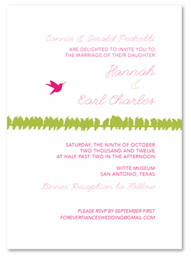 Green Wedding Invitations ~ Lovebirds (100% recycled paper)