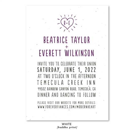 Seeded paper Wedding Invitations | Modern Heart