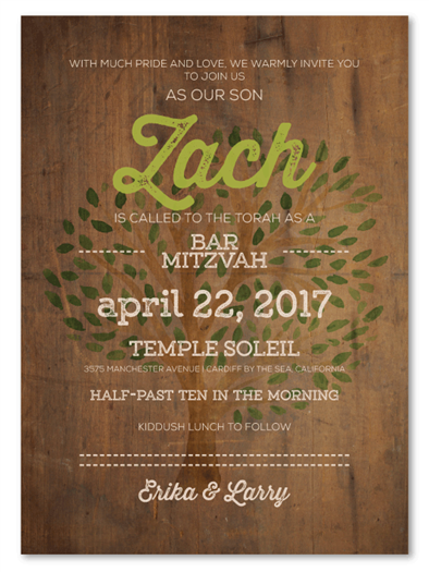 Wood Bar Mitzvah Invitations | Mountain Lodge