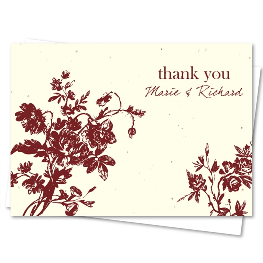 Organic Thank You Cards on Seeded Paper ~ My Love Rosie by ForeverFiances Weddings (Lavender, wine stain print)