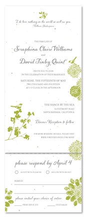 Seeded Paper Wedding Invitations - Nature's Glory (plantable paper)