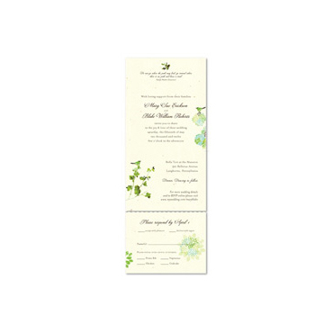 Send n Sealed Wedding invitations on 100% Recycled Paper - Nature's Glory (Off-white flan, Green & Blues)
