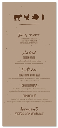 Garden Seeded Paper Menus on burlap Seeded Paper | Organic Foods