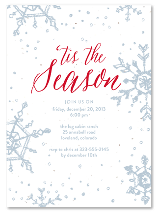 Holiday Party Invitations on seeded paper ~ Organic Snowflakes by Green Business Print