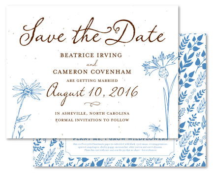 Organic Wildflower wedding Save the Date cards (seeded paper)