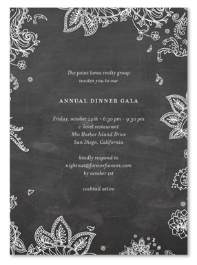 Corporate Event Chalkboard Invitations ~ Paisley (unique on recycled paper)