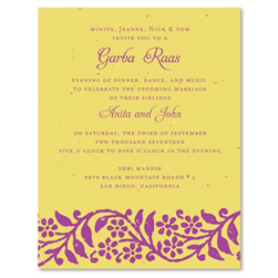 Indian Wedding Invitations ~ Raas Garba (seeded paper)