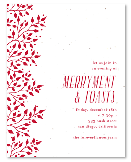 Business Holiday Invitations ~ Red Berries by Green Business Print