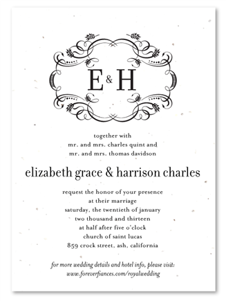 Unique Wedding Invitations - Royal & Sophisticated (plantable paper)