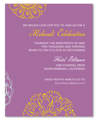 Mehndi Insert cards ~ Sacred Colors