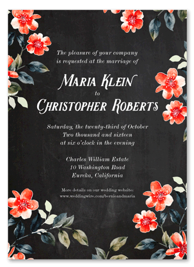 Chalkboard Floral Wedding Invitations | Scarlet Evening