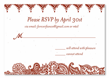 Indian Wedding Response Cards ~ Shantih (seeded paper)