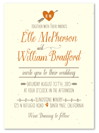 Organic Wedding Invitations with handwritten fonts - Simple Pleasures