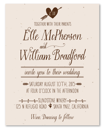 Organic Wedding Invitations with handwritten fonts - Simple Pleasures