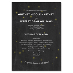 Chalk Wedding Programs ~ Summer Fireflies (unique on recycled paper)