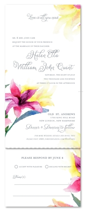 lily Watercolor wedding Invitations lilies