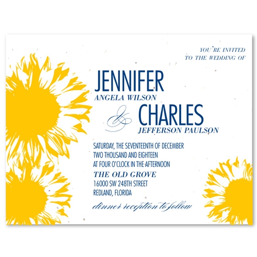 Plantable Wedding Cards ~ Sunflower (seeded paper)