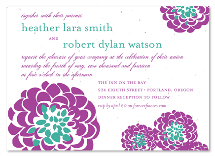 Floral Wedding Invitations ~ Sweet Seeds - Mint edition