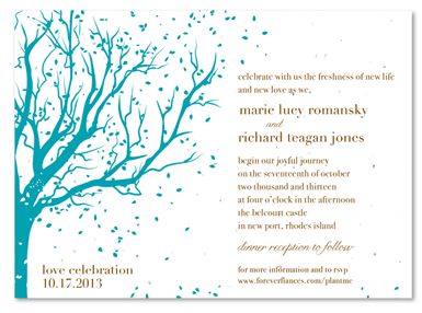 Tree Wedding Invitations | Swinging Leaves (seeded)