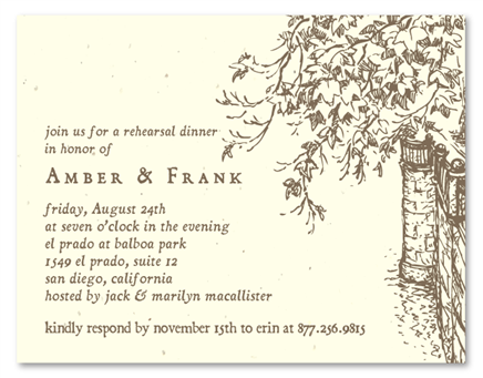 Seeded paper Rehearsal Dinner Invitations ~ The Estate