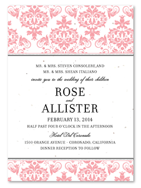 Unique Wedding Invitations on seeded paper ~ Timeless Damask