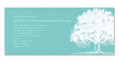 Winter Wedding Invitations - Upstate NY Tree (100% recycled) Aqua Watercolor