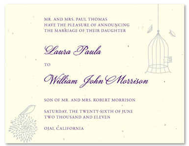 Whimsical Wedding Announcements ~ Very Mademoiselle (seeded paper)