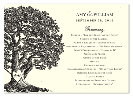 Unique Wedding Programs Trees (Brown & Cream) on seeded paper