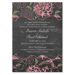 Peonies Chalkboard Wedding Invitations | ForeverFiances