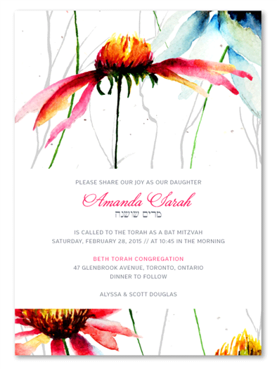 Daisy Bat Mitzvah Invitations | Wild Daisies (seeded)