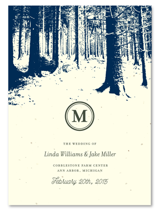 Winter Wedding Programs on Cream seeded Paper | Winter Forest