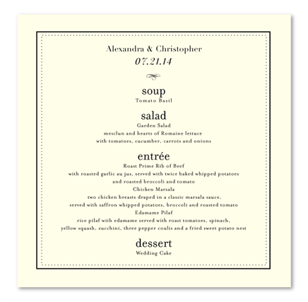 Antique Lettering Square Wedding Menu