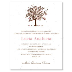 Apple Tree Quinceanera Invitations on seeded paper