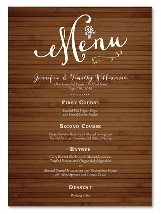 Rustic Bamboo Board Wedding Menus by ForeverFiances Weddings