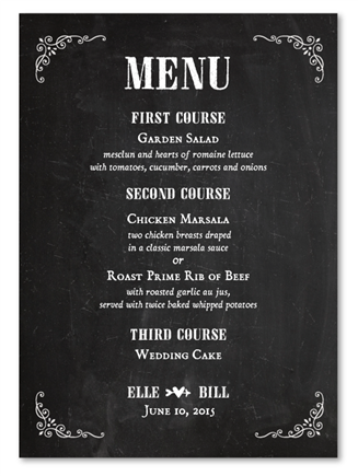 Chalkboard Wedding Menus ~ Blackboard du Jour