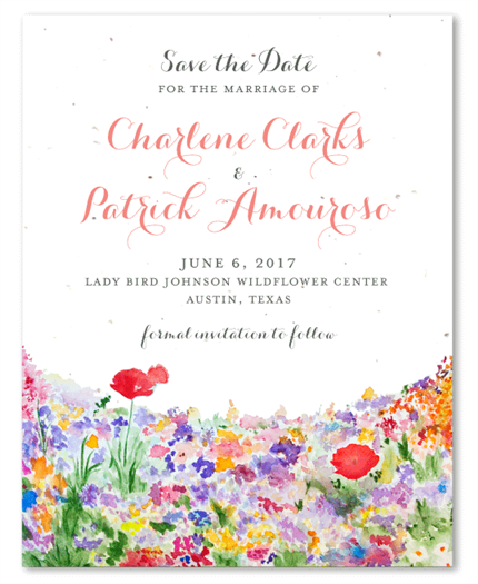 Bright & Happy Wildflowers Save the Date cards with colorful poppies